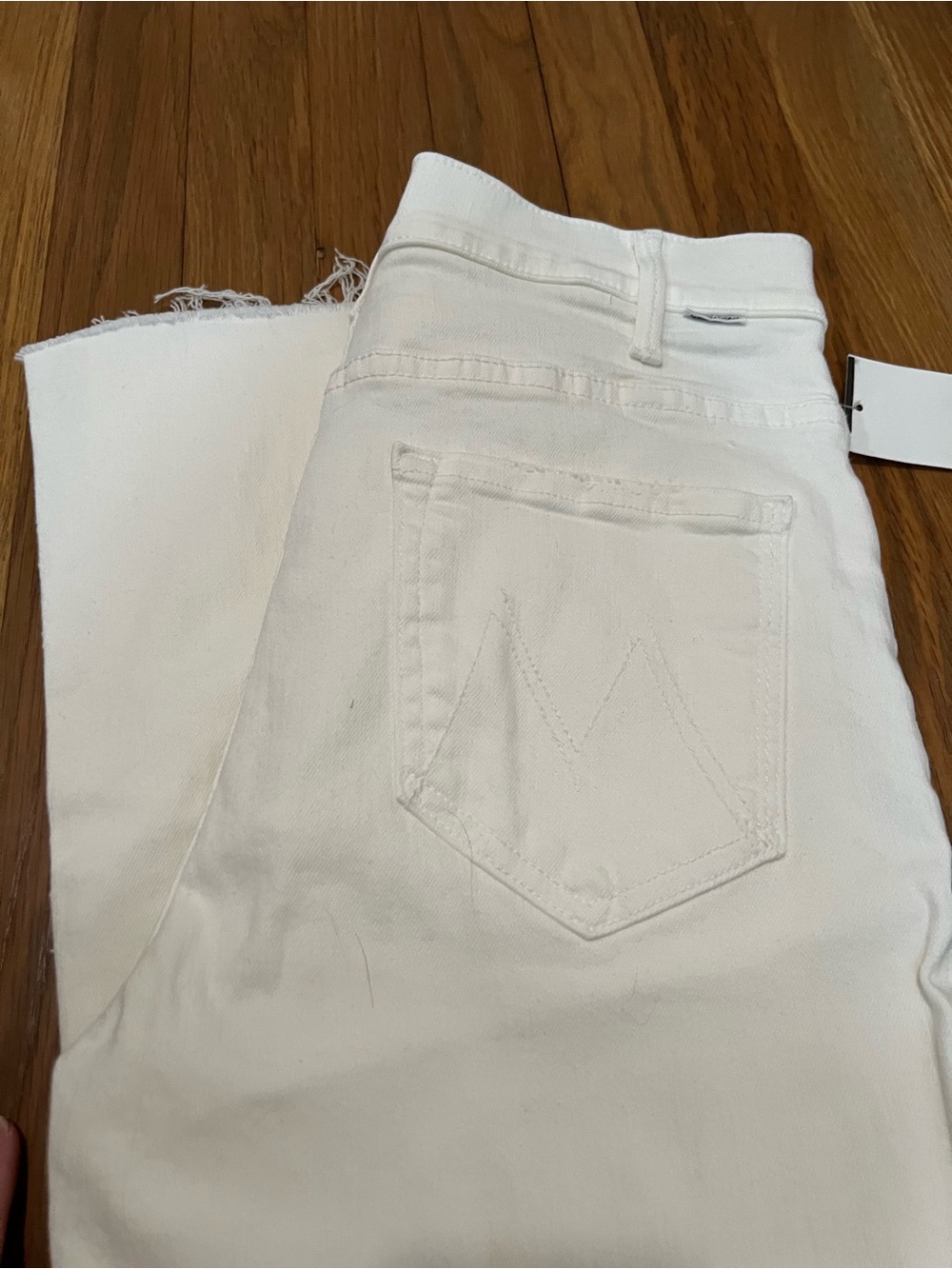 MOTHER White Cropped Ankle Jeans